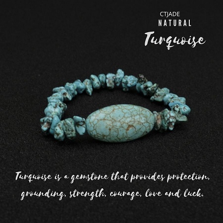 2003073 Trang Sức Phong Thủy Hộ Mệnh CTjade - Vòng Tay Lam Ngọc Turquoise Thiên nhiên